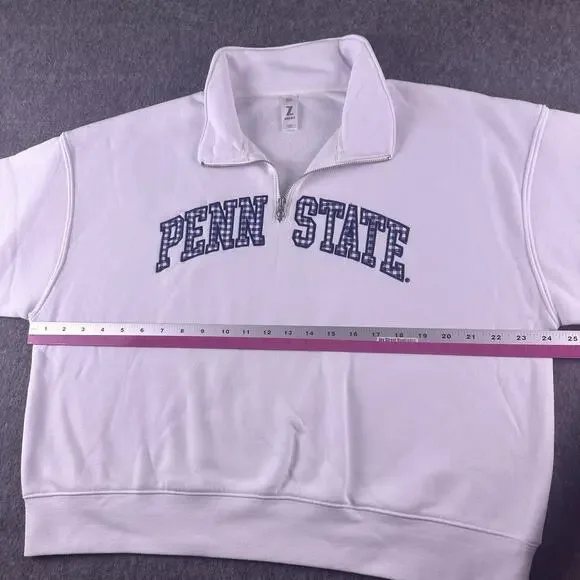 Penn‎ State Women’s XXL Cropped 1/4 Zip White Pullover Hoodie NWOT Embroidered - Picture 4 of 13